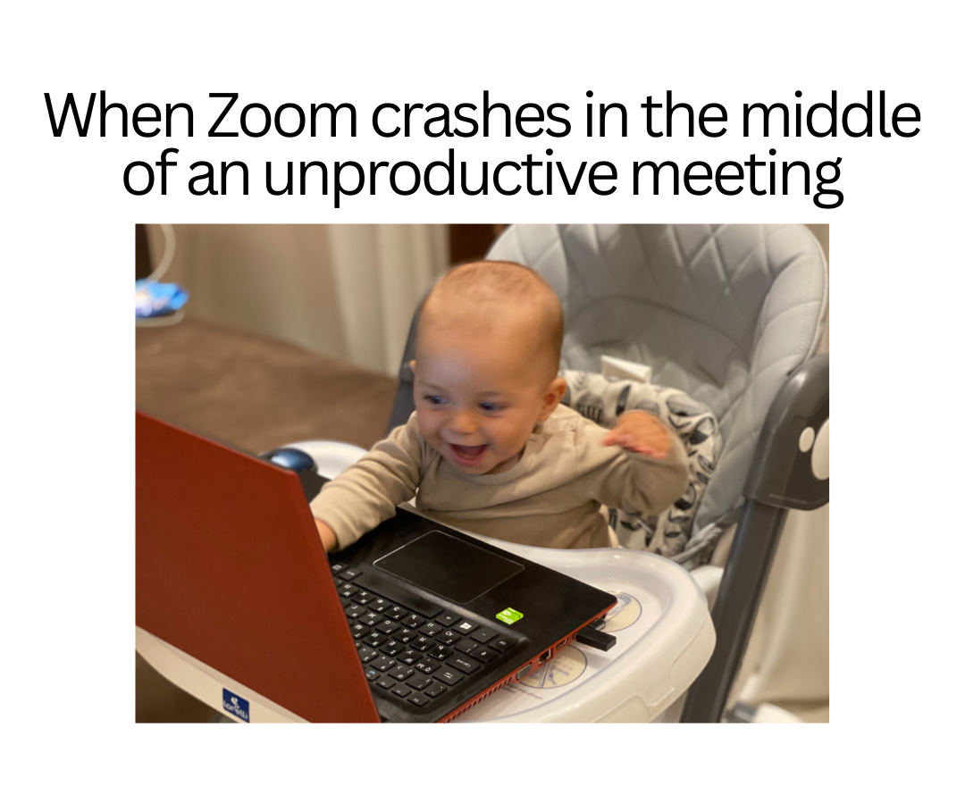 Work meeting memes - Zoom crashes during meeting