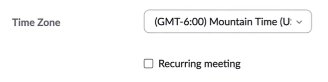 How to create a recurring Zoom meeting: Mention time zone