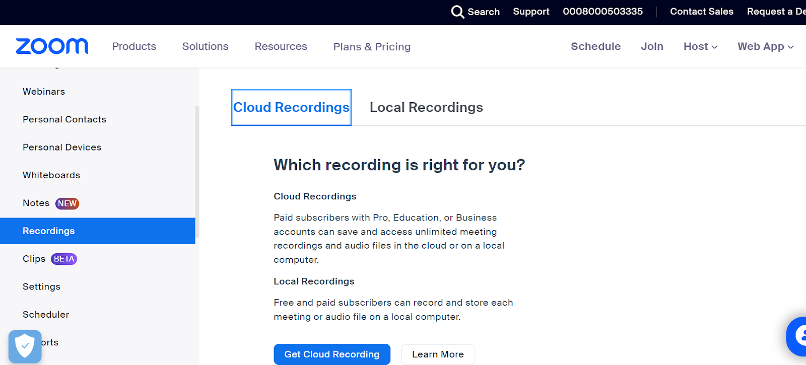 Cloud recordings