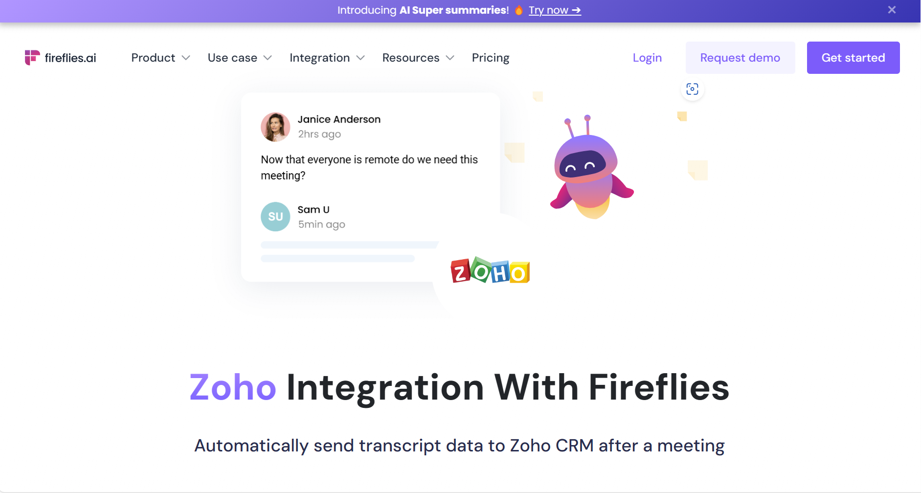 Zoho integrations - Fireflies