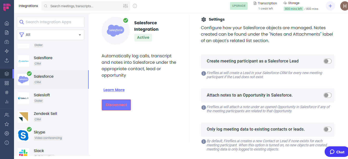 salesforce integration with Fireflies