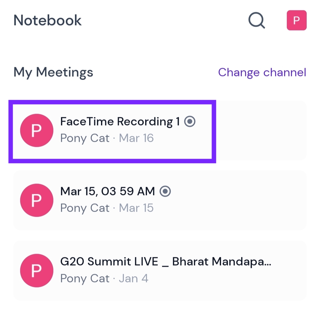 find the recording in the Notebook tab.