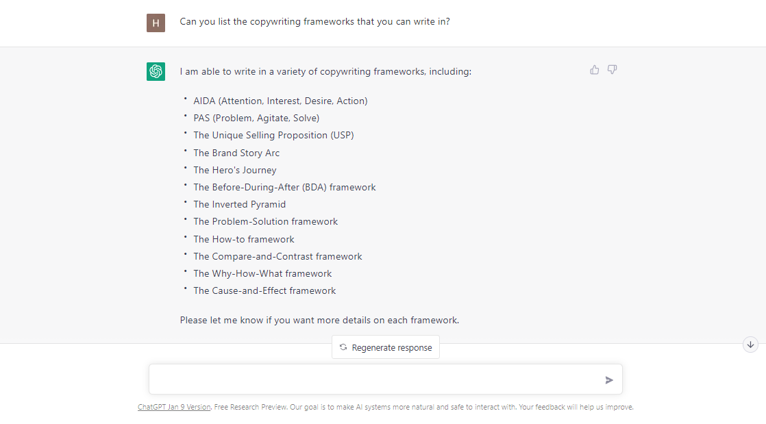 copywriting framework