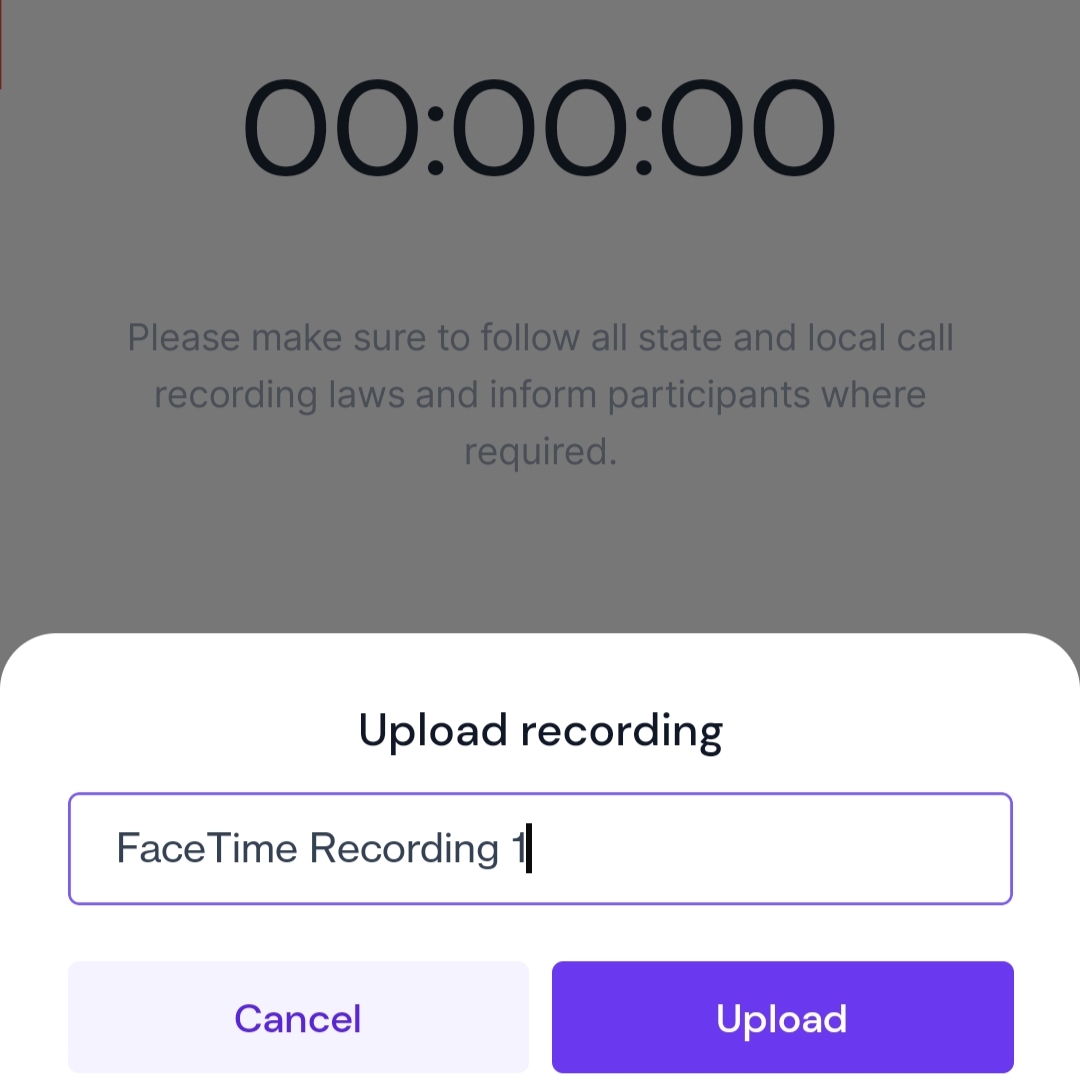 Give the recording a name and click Upload.