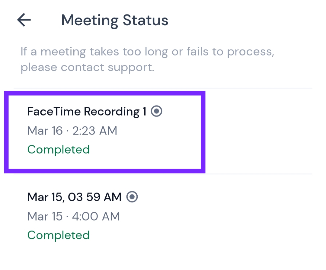 Meeting status