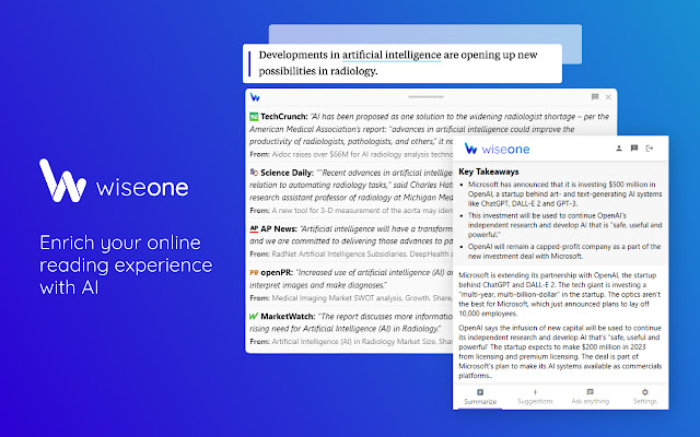 wiseone Chrome extension for Chatgpt